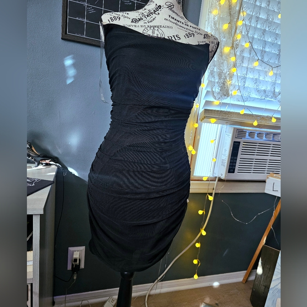 Mesh Behavior Mini Dress - Black